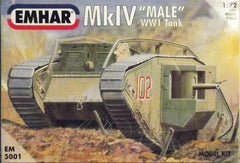 WW 1 Mk. IV "Male" AFV plastic model tank kit.
