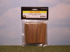 Golden brown field grass scenic material for dioramas & slot car scenery.