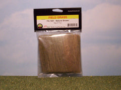 Natural brown field grass scenic material for dioramas & slot car scenery.