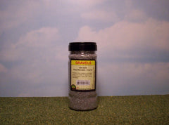 Grey blend coarse gravel scenic material for dioramas & slot car sets.