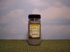 Grey blend fine gravel scenic material for dioramas & slot car layouts.