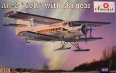 1/144 Russian An-2 "Colt" civil model aircraft kit with ski landing gear.