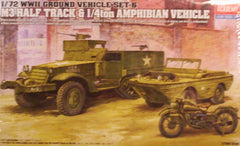 1/72 WW 2 U.S. M3 Halftrack, jeep & motorcycle.
