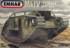 WW 1 1/72 Mk. IV "Female" AFV plastic model tank kit.