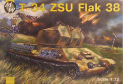1/72 WW 2 Soviet T-34 ZSU flak 38 anti-aircraft military model tank kit.