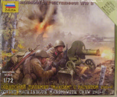 1/72 WW 2 Soviet MG Maxim with military figures.