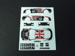 1/64 / HO Bentley Continental GT3 slot car decals.