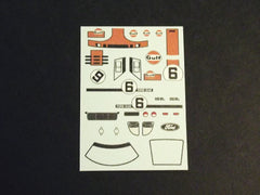 1/64 / HO slot car decals,Ford GT 40 Gulf 1968/69 sponsor.