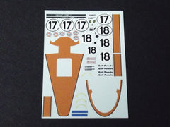 1/64 / HO Porsche 917 Gulf #17 & #18 1971 slot car decals.