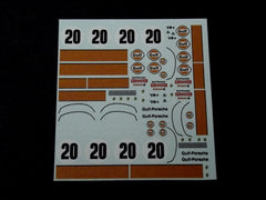 1/64 / HO Porsche 917 Gulf Sponsor #20 slot car decals.