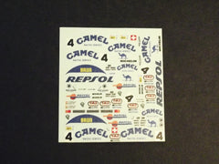 1/64 / HO slot car decals, Porsche 962 Camel sponsor.