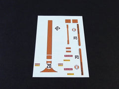 1/64 / HO slot car decals,Porsche 962 Gulf sponsor # 20.