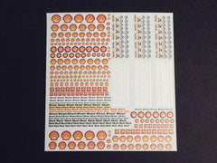 1/64 / HO slot car decals,Shell Sponsor Logos.