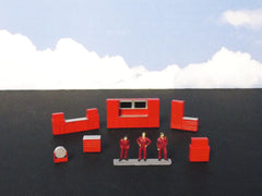 1/64 / HO AFX slot car tool boxes and technician figures.