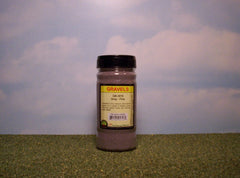 Grey fine gravel scenic material for dioramas & slot car layouts.