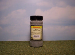 Light grey fine gravel scenic material for dioramas & slot car layouts.