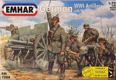 1/72 WW 1 German Artillery & 76 mm gun military figures.