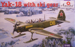 1/72 Yak-18 plastic model airplane kit with ski landing gear.